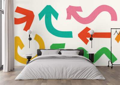 Arrow marker hand drawn color bold style set vector in different direction color Wall mural