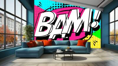 Bam pop art style color dotted background, reminiscent of classic comic book exclamations Wall mural