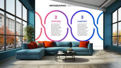 Infographic template timeline process 4 option or step line color style rounded frame vector for presentation 10 eps Wall mural