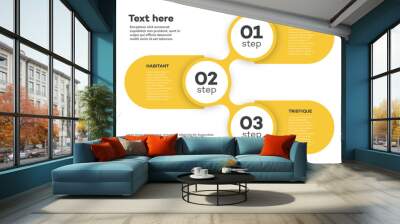 Infographic template vector timeline process 3 option or step number color style for presentation 10 eps Wall mural