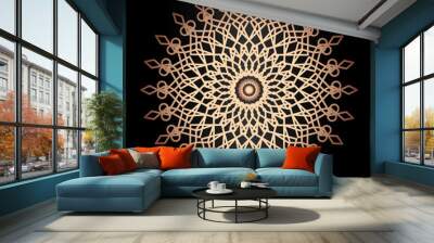 Mandala template gold line style isolated on black background vector 10 eps Wall mural