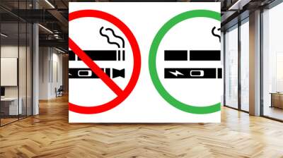 No smoking vaping prohibition sign set isolated on white background vector Wall mural