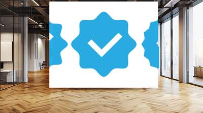 Verified badge vector blue color isolated on white background for social media account, profile verified mark. Guaranteed icons 10 eps Wall mural