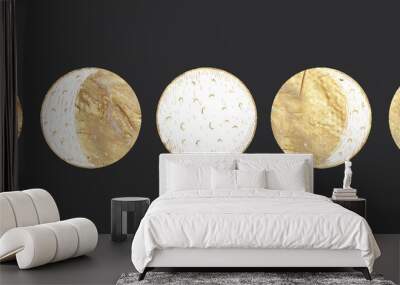 chic golden luxurious retro vintage engraving style. image of the sun and moon phases. culture of occultism. Vector graphics Wall mural