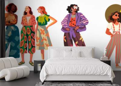 modern illustration vector, character image for social examples. beautiful woman in trendy clothes Wall mural