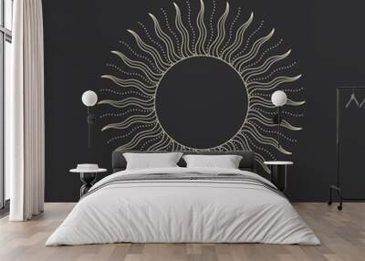 Vintage retro vintage engraving style. image of the sun and moon phases. culture of accultism. Vector graphics Wall mural