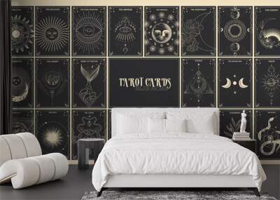 vintage vintage style deck of tarot cards. magical predictions of the future, mysterious characters. Wall mural