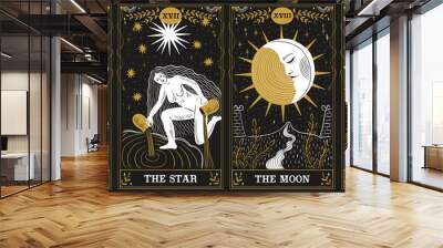 vintage vintage style deck of tarot cards. magical predictions of the future, mysterious characters. Wall mural