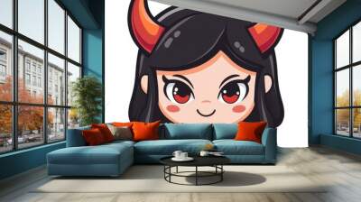 A playful devil girl illustration in vibrant hues, ideal for infusing whimsy and charm into your creative projects. Wall mural