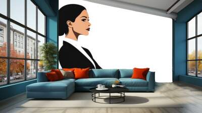 A sleek silhouette of a business woman embodies empowerment against a minimalistic backdrop. Perfect for professional themes. Wall mural