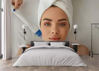 Discover rejuvenation with a hydrafacial therapy session, promoting radiant skin in a serene spa environment. Wall mural