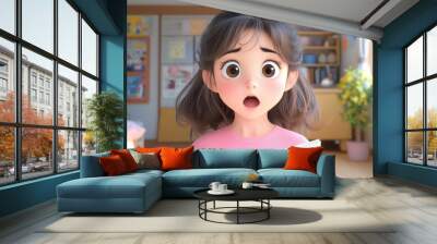 Explore the vibrant world of 3D Japanese animation filled with cute characters and enchanting big eyes. Wall mural