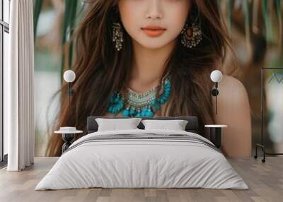 Stunning portrait photography of a fashionable and highly detailed Thai girl with a natural glow. Wall mural