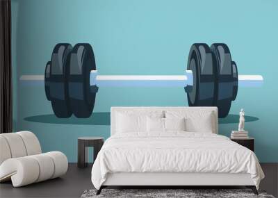 A flat icon vector illustration of a dumbbell, representing gym fitness equipment.

 Wall mural