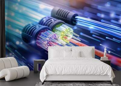 A high-resolution image capturing the essence of a fiber optical network cable Wall mural