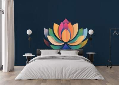 A vector logo template featuring an overlapping color icon of a lotus flower.

 Wall mural