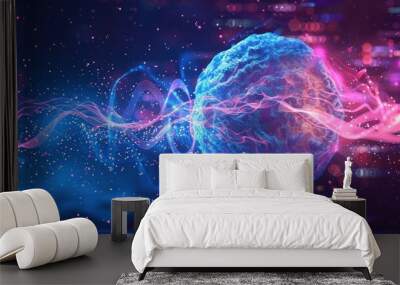 Abstract depiction of quantum computing technology with an exploding sphere.

 Wall mural