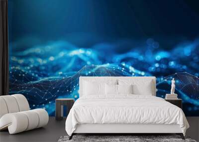 Abstract technology background with connected lines and dots. Wall mural