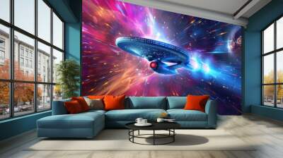 An abstract representation of space travel at light speed Wall mural