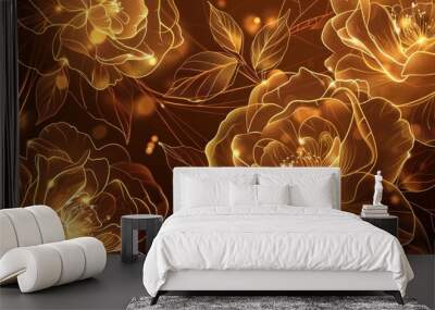 An exquisite luxury gold floral background vector Wall mural