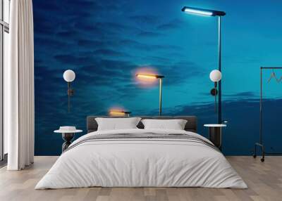 An urban electro-energy technology feature, showcasing a modern street LED lighting pole.

 Wall mural