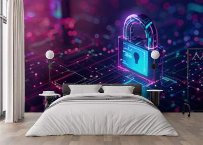 Graphic representation of network protection and cybersecurity for future web services.


 Wall mural