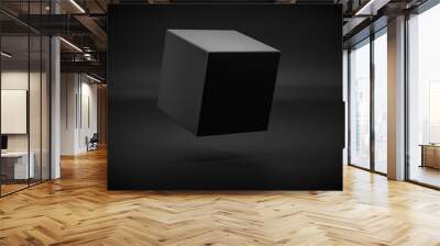 black box levitation on black background 3d rendering Wall mural