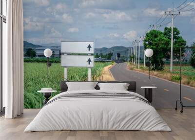 Sings on the road with blue sky  Wall mural