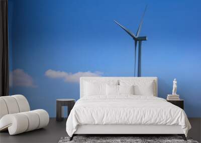 wind turbines for electricity generation with cloud and blue sky Wall mural