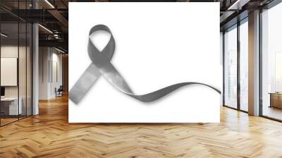 Brain cancer awareness grey color ribbon isolated on white background with clipping path Wall mural