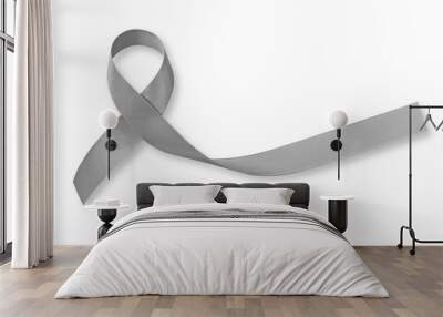 Brain cancer grey color awareness ribbon isolated on white background (clipping path) Wall mural