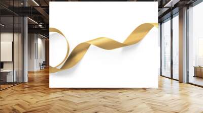 gold bow ribbon band satin golden stripe fabric (isolated on white background with clipping path) fo Wall mural