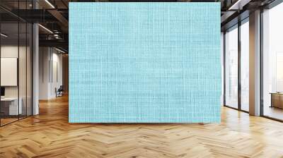 Jute hessian sackcloth canvas sack cloth woven texture pattern background in teal cyan blue color Wall mural