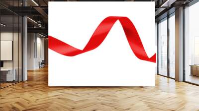 Red satin bow ribbon scroll png isolated on transparent background for Christmas holiday and wedding anniversary card confetti design decoration Wall mural