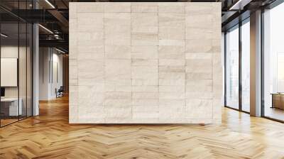 Rock stone tile wall texture rough patterned background in white cream color Wall mural