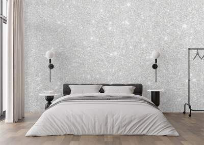 Silver glitter background texture white sparkling shiny wrapping paper for Christmas holiday seasonal wallpaper decoration, greeting and wedding invitation card design element Wall mural