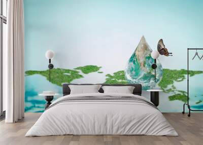 World ocean day, environmental protection, earth day and  saving water concept with planet globe on continental map: Element of this image furnished by NASA Wall mural