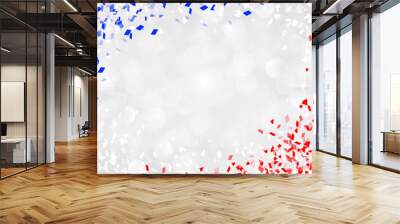 abstract blur silver background with blue and red confetti color for 4th of July celebration independence day design concept	 Wall mural