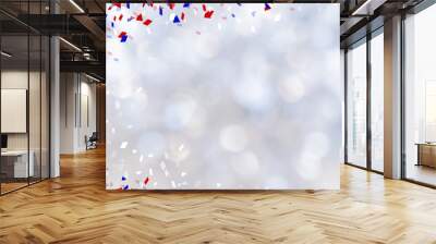 abstract blur silver background with blue and red confetti color for 4th of July celebration independence day design concept	 Wall mural