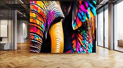 close up elephant colorful rainbow ornate abstract design art beautiful 	  Wall mural