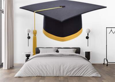 Graduation cap with gold tassel isolated on white background. Wall mural