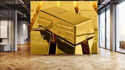 Stack of gold bars, Financial concepts Wall mural