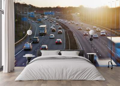 Busy traffic on highway Wall mural