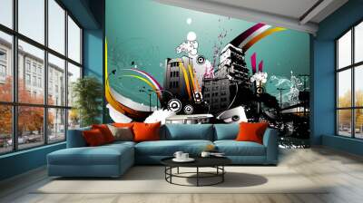 urban vector composition Wall mural