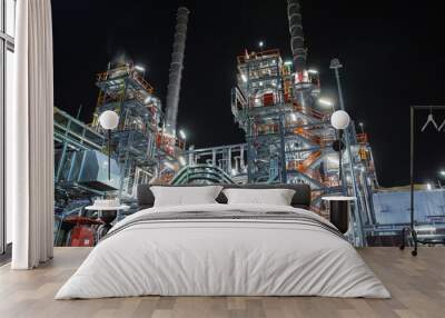 Night scene of oil refinery plant and power plant of petrochemical industry Wall mural