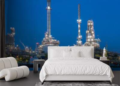 Oil refinery river side with boat supply tank Wall mural