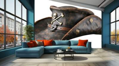 Pirate hat on a transparent background Wall mural