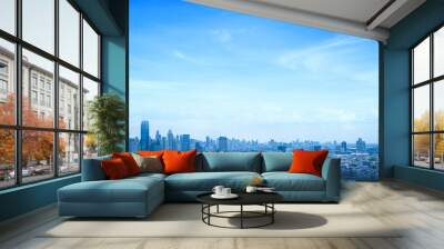 abstract blur Bangkok city and blue sky background Wall mural