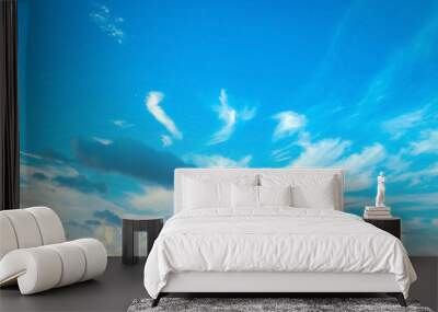 Beauty white cloud and clear blue sky in sunny day texture background Wall mural