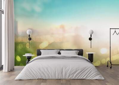 Blurred beautiful city view at twilight scene background Wall mural